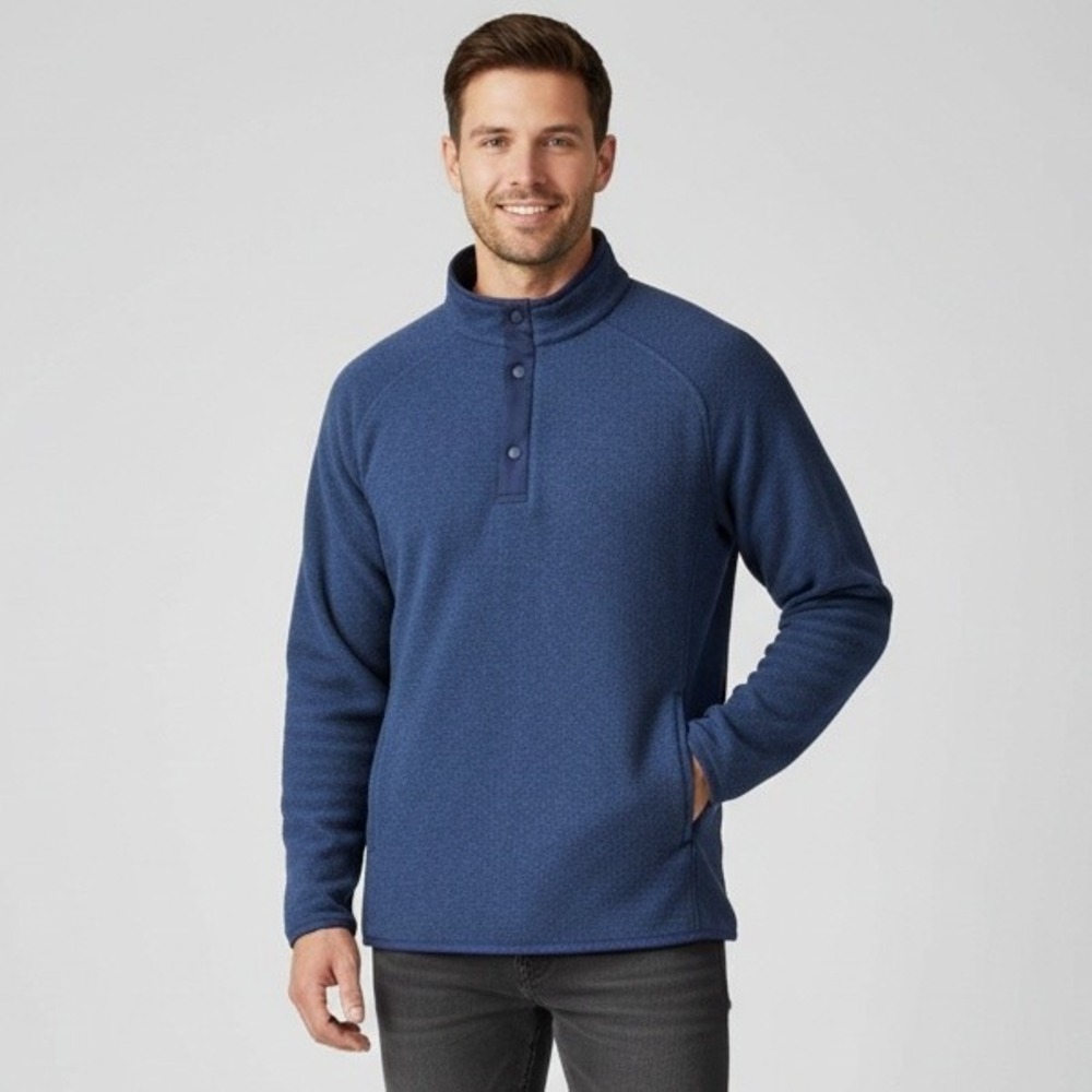 Peter Millar Pullover Men XL Navy Blue Half Zip Long Sleeve Solid Collar Fleece